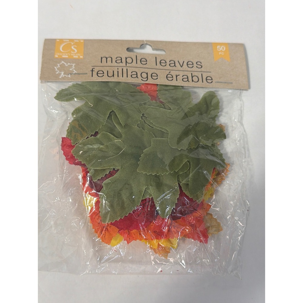 Crafters Square 50pc Artificial Maple Leaves Fall Foliage Green Orange Red Multi